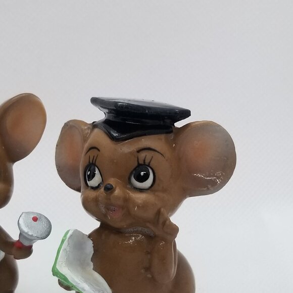 Pair of Adorable Vintage Josef Originals Mice Graduate & Teacher w/ School Bell - Picture 2 of 9